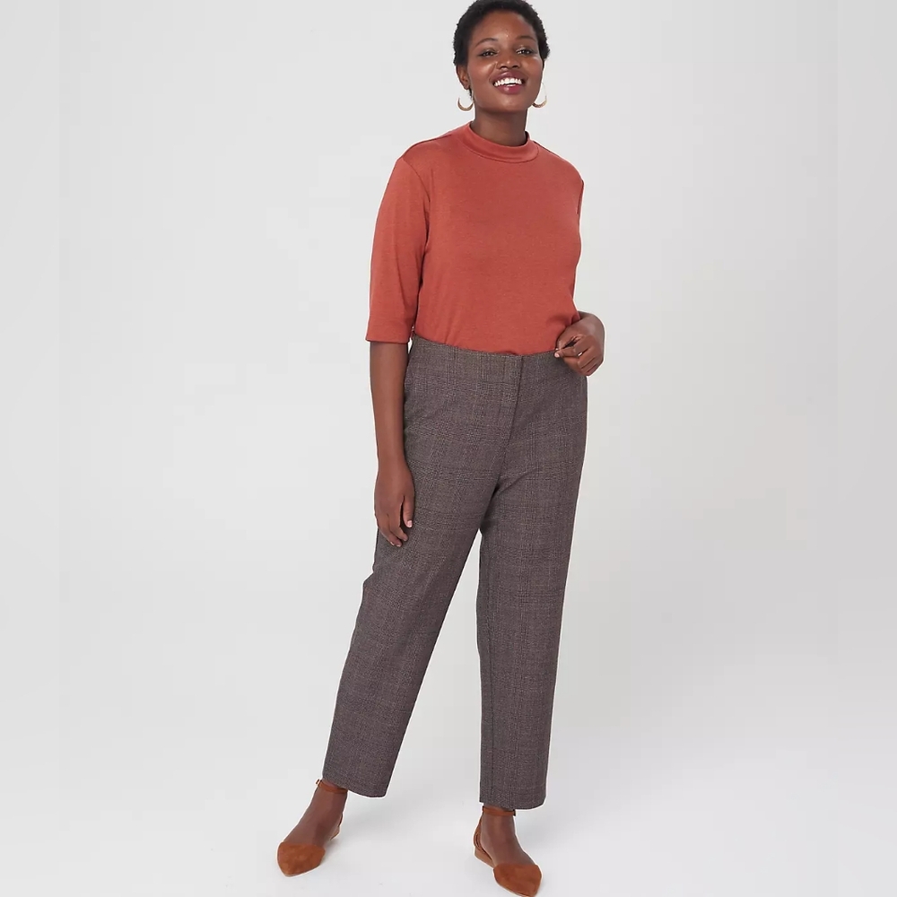 LOFT | Plaid High Waist Trousers